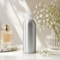 Bouteille en aluminium poli de 300 ml avec bouchon de sécurité blanc de 59 mm de diamètre pour l'emballage d'huiles essentielles et de parfums