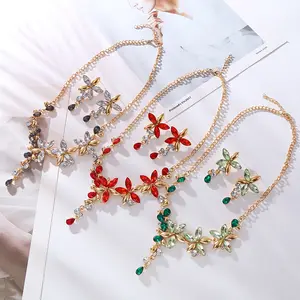 Zirflower Zircon modis Perhiasan Kalung Anting set untuk wanita