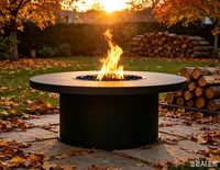 Brasero extérieur moderne sans fumée au gaz naturel pour jardin et terrasse, table de chauffage et barbecue automatique autoportant