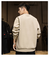 Pull personnalisé avec logo pour homme, en velours d'agneau épais, couleur unie, style polyvalent, avec manches raglan et col rond, chaud et doublé de velours pour l'hiver