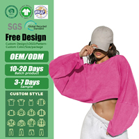 Ensemble de survêtement décontracté pour femmes avec logo personnalisé, 2 pièces, sweat à capuche taille haute et haut court, 100% coton