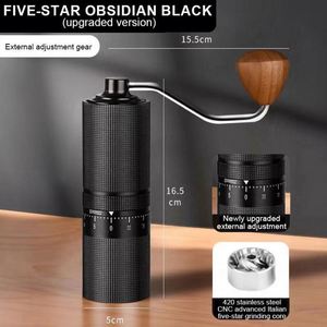 10 Stars Al-Alloy Body 420 Stainless Steel Burr Espresso <b>Mini</b> Small Hand Mill Portable Manual Coffee <b>Grinder</b> with Wood Knob - Product Image 4
