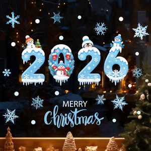 Autocollants géants réutilisables pour fenêtres de joyeux Noël autocollants décoratifs statiques et étanches PVC Kawaii décalcomanies de vacances - Product Image 5