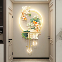 Peinture décorative de salle à manger de luxe légère avec éclairage, toile murale LED décorative pour salon et fond de scène