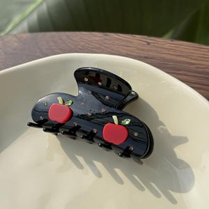 Liwu กิ๊บหนีบผมอะซิเตทรูปหัวใจ, ที่หนีบผมขนาดกลางเป็นมิตรกับสิ่งแวดล้อมอุปกรณ์สำหรับผมประจำวันดีไซน์ลายจุดประดับพลอยเทียมอัญมณีผลไม้ - Product Image 5