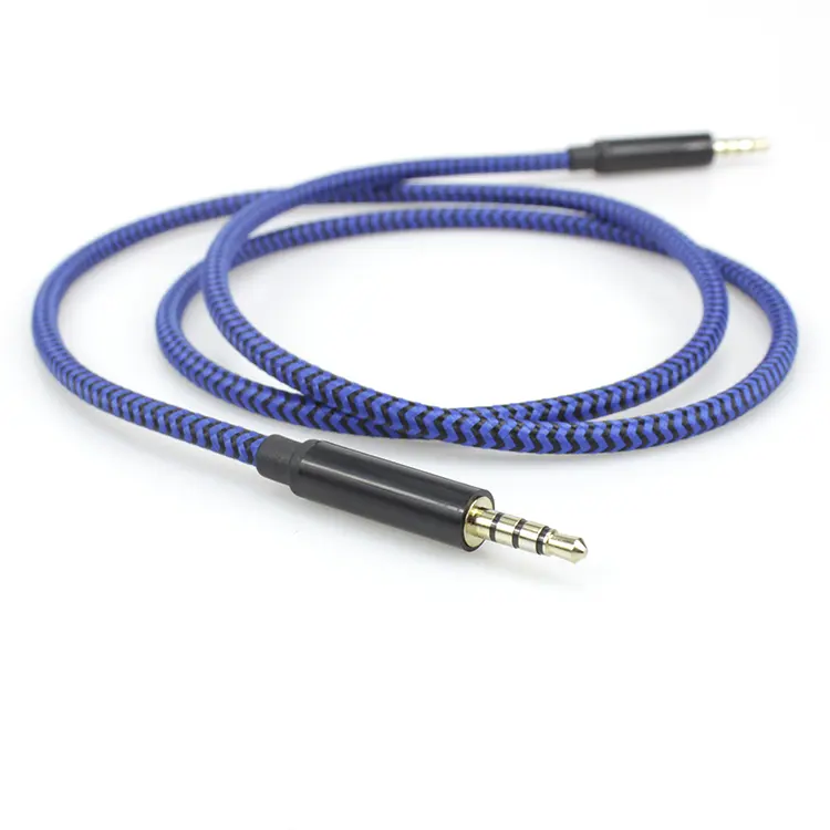 26AWG 4core Nylon braided stereo audio extension cable with 3.5mm TRRS male connector