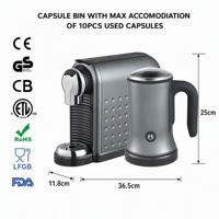 Machine à expresso 19 bars pour dosettes ESE ou capsules NS avec mousseur à lait intégré pour cappuccino, latte, usage domestique ou bureau