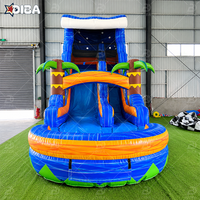 Toboggan aquatique gonflable de qualité commerciale sur le thème du palmier pour les fêtes en plein air
