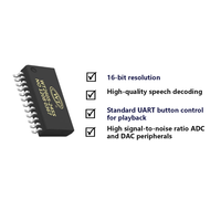 WT2605-24SS-Chip de Audio MP3 de alta calidad, interfaz DSP UART 32 ~ 320kbps, decodificación MP3, grabación de voz