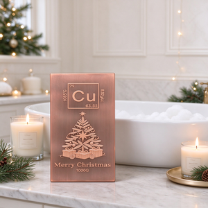 Barra de Cobre Puro .999 de 1000g, Placa Decorativa para Árbol de Navidad con Grabado del Elemento Cu, Decoración Navideña - Product Image 2