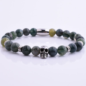 Pulsera <span class=keywords><strong>el</strong></span>ástica de acero inoxidable con piedra Natural para <span class=keywords><strong>hombre</strong></span>, brazalete con piedra de ojo de Tigre y calavera <span class=keywords><strong>del</strong></span> <span class=keywords><strong>Norte</strong></span>, oro personalizado, alta calidad - Product Image 4