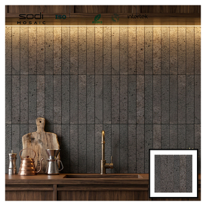 Mosaïque de carreaux rectangulaires verticaux en travertin rouge rouille texturé naturel pour crédence de <span class=keywords><strong>cuisine</strong></span> toscane - Product Image 4