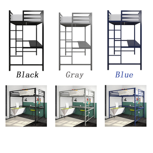 Confortevole Full Size Bianco Nero Per Adulti Loft Letto <span class=keywords><strong>A</strong></span> Castello Con Tavolo di Studio 1 Set - Product Image 5