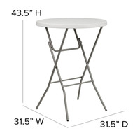 Table de Bar Pliante Ronde de Cocktail Haute Blanche en Plastique de 81 cm (32 Pouces) pour Événements et Fêtes - Vente en Gros