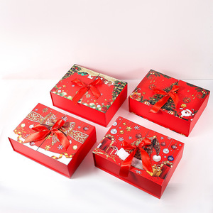 EVERWIN Red Double Door <b>Christmas</b> Gift Boxes With Ribbon Rigid Paperboard Premium Folding Packaging <b>Box</b> - Product Image 2