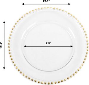 Assiettes de présentation rondes transparentes en plastique PP écologique de 13 pouces, style moderne et luxueux, pour mariage, décoration de table, assiettes de dîner - Product Image 3