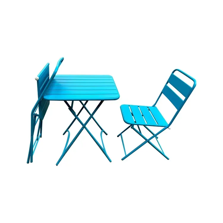 Metal aço mesa dobrável e cadeiras Jardim ao ar livre portátil pequeno quadrado camping mesa set