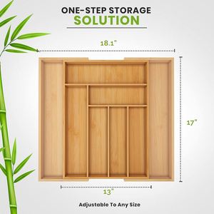 Wholesale Kitchen Cutlery Rack Expandable Bamboo Drawer Kitchen Utensils Organizer - Product Image 3