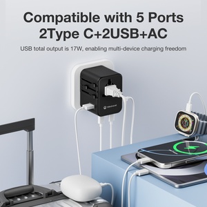 อะแดปเตอร์แปลงไฟระหว่างประเทศ Wontravel Mini 2A2C 17W สำหรับปลั๊ก UK/AU/EU/US ใช้ได้ทั่วยุโรป - Product Image 2