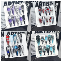 Produits chauds 10 pièces gothique Y2K amande portable oeil de chat Punk métal Style fête ongle autocollant à la main presse sur les ongles