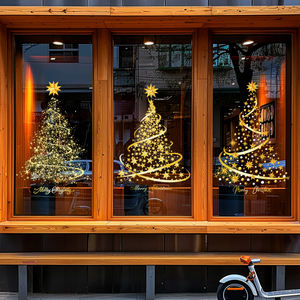 สติกเกอร์พีวีซีสีทองขนาดใหญ่สำหรับต้นคริสต์มาสการพิมพ์ดิจิตอลที่ทันสมัยสำหรับประตูกระจกอุปกรณ์ตกแต่งผนังงานปาร์ตี้เทศกาล - Product Image 5