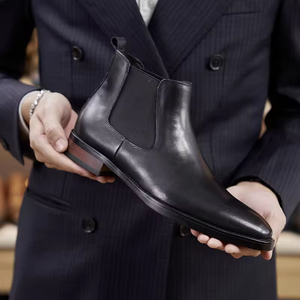 Botas Chelsea de Cuero Marrón para Hombre, Botas de Vestir Formales con Punta en Pico, Zapatos de Vestir para Boda u Oficina - Product Image 2