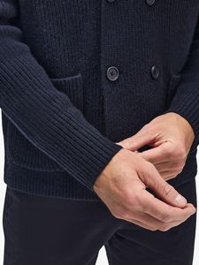 Cárdigan de punto <span class=keywords><strong>azul</strong></span> <span class=keywords><strong>marino</strong></span> Premium para <span class=keywords><strong>hombre</strong></span> con cárdigan formal de negocios Ottoknit de mezcla de lana italiana - Product Image 4