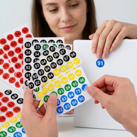 Autocollant rond en papier numérique adhésif imperméable Lambin de 2-3 pouces avec numéro de série de 1 à 50 pour étiquette de numéro de poste de travail