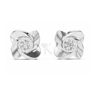 Pendientes de Diamantes con Diseño de Molinillo Escultural, con Piedra Central Redonda y Cierres de Rosca Seguros, Joyería Fina Elegante y Minimalista - Product Image 3