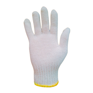 Gants de travail en coton tricoté, texture complète, antidérapants, respirants, usage général, avec bordure rouge au poignet - Product Image 4