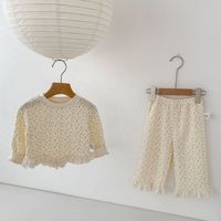 Ensemble de vêtements pour bébé Engepapa, style européen et américain, hauts et pantalons imprimés en tissu gaufré d'épaisseur normale, pour filles du printemps