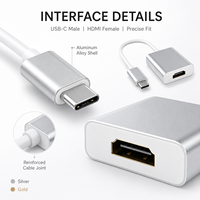Adaptateur USB-C vers HDMI 4K en alliage d'aluminium, convertisseur Type C vers HDMI pour MacBook Pro Air iPad Samsung Laptop vers moniteur TV