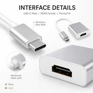 Adaptateur USB-C vers HDMI 4K en alliage d'aluminium, convertisseur Type C vers HDMI pour <span class=keywords><strong>MacBook</strong></span> Pro <span class=keywords><strong>Air</strong></span> iPad Samsung Laptop vers moniteur <span class=keywords><strong>TV</strong></span> - Product Image 2