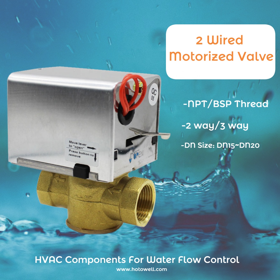 Hotowell 2 way motorized valve Male Connection FCU Motorized Zone Valve