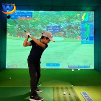Simulateur de golf professionnel d'intérieur, ensemble complet, caméra haute vitesse à 4 objectifs, détecteur, projecteur laser 4K, entraînement à domicile et commercial
