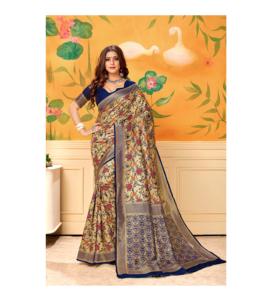 Saris en soie artificielle pour occasions spéciales, mariage, multicolores, lavables, vente en gros de vêtements - Product Image 1