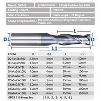 2 Mata Bor Router Flat End Mills 1-12Mm Tungsten Carbide Frees Hrc 45 Mesin CNC Pemotong Penggilingan