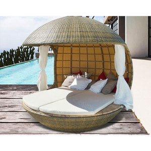 Lit de jour en rotin extérieur meubles de jardin chaise longue piscine lit de jour avec auvent - Product Image 3