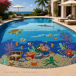 Mosaïque de verre personnalisée sur le thème du monde sous-marin, animaux marins, pour piscine, parc aquatique, stade, gymnase, hôtel, décoration murale - Product Image 2