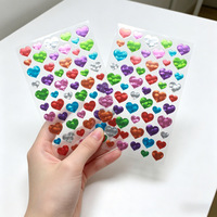 Autocollants Cœur d'Amour Laser Colorés Effet Dessin Animé Métallique Scintillant Brillant 3D pour Carnets Bullet, Cartes Blanches, Cartes Gouache et Albums Photo
