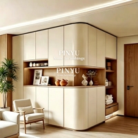 Armoire murale complète en bois composite sur mesure avec rangement pour vêtements et chaussures, banc à chaussures intégré et niche