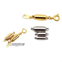 Fermoir magnétique puissant en acier inoxydable plaqué or 18 carats inaltérable, en forme de cœur, pour collier de perles DIY