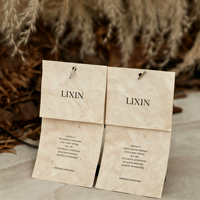 Étiquettes suspendues et étiquettes de vêtements en papier écologique de qualité supérieure avec logo personnalisé, style luxe pour sacs et vente au détail en supermarché