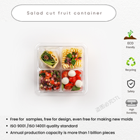 Boîte d'emballage transparente pour fruits frais à 4 compartiments Boîte d'emballage en plastique pour tomates coupées fruits à pâtisserie Cerise Boîtes pour fruits en PET