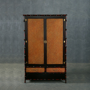 Zhuqige Bamboo <b>Wardrobe</b> Flat Panel Hinged Doors Storage Cabinet For Bedroom Home Use - Product Image 1