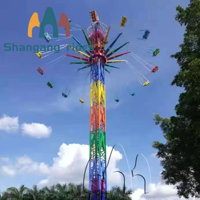 Amusement Park Equipment Flying Tower Ride Flying Tower 36-Seater Thrilling Ride with LED Light CE Certified Factory Direct