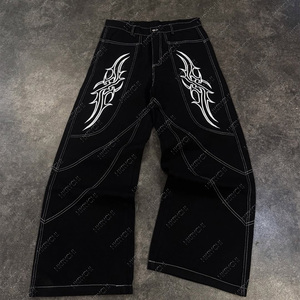 Jeans Holgados Personalizables para Hombre Estilo Streetwear Americano Vintage de Pierna Ancha y Cintura Elástica en Contraste - Product Image 5