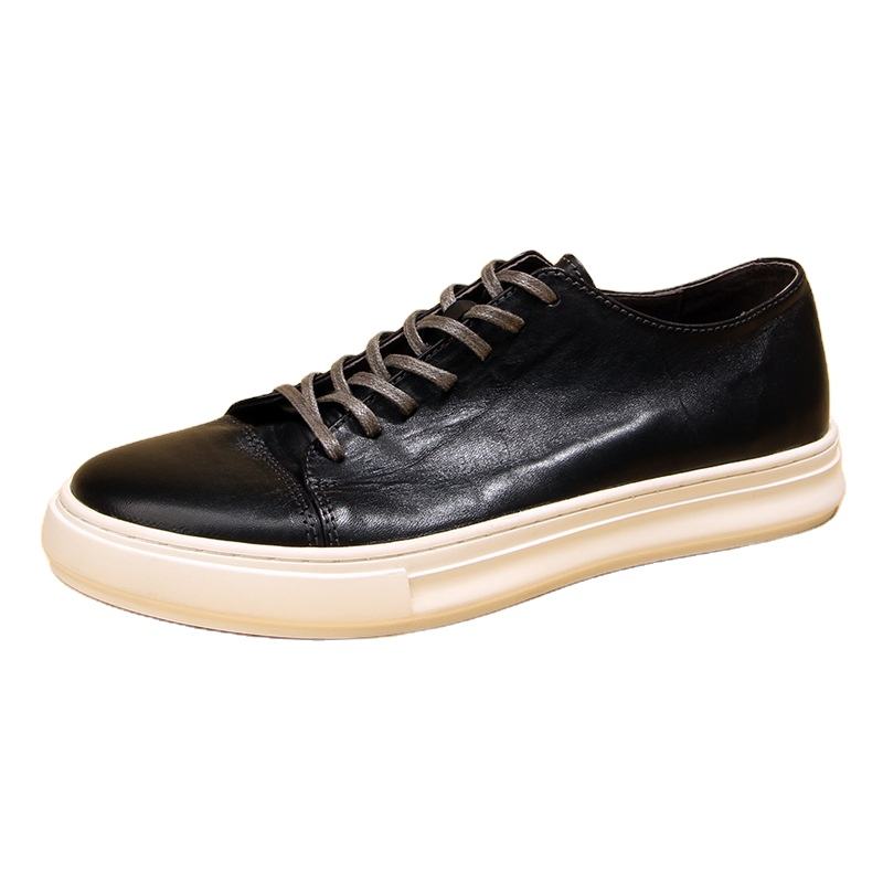 Hot Sales Fashion Sports Leather Shoes for Men Lace-Up Round Toe