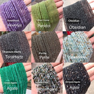 Perles <span class=keywords><strong>en</strong></span> <span class=keywords><strong>pierre</strong></span> <span class=keywords><strong>naturelle</strong></span> facettées de 3 mm, tourmaline, grenat, agate, <span class=keywords><strong>pierre</strong></span> de lune, perles intercalaires <span class=keywords><strong>en</strong></span> cristal pour la création de bijoux DIY - Product Image 3