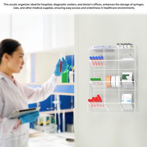 Lucite robuste à 9 fentes compartiments inclinés Tube Rack centres médicaux acrylique suspendu <span class=keywords><strong>pharmacie</strong></span> Armoire de rangement - Product Image 5